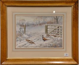 Appraisal: Roland Green - small folio Pheasant Hens in the Snow