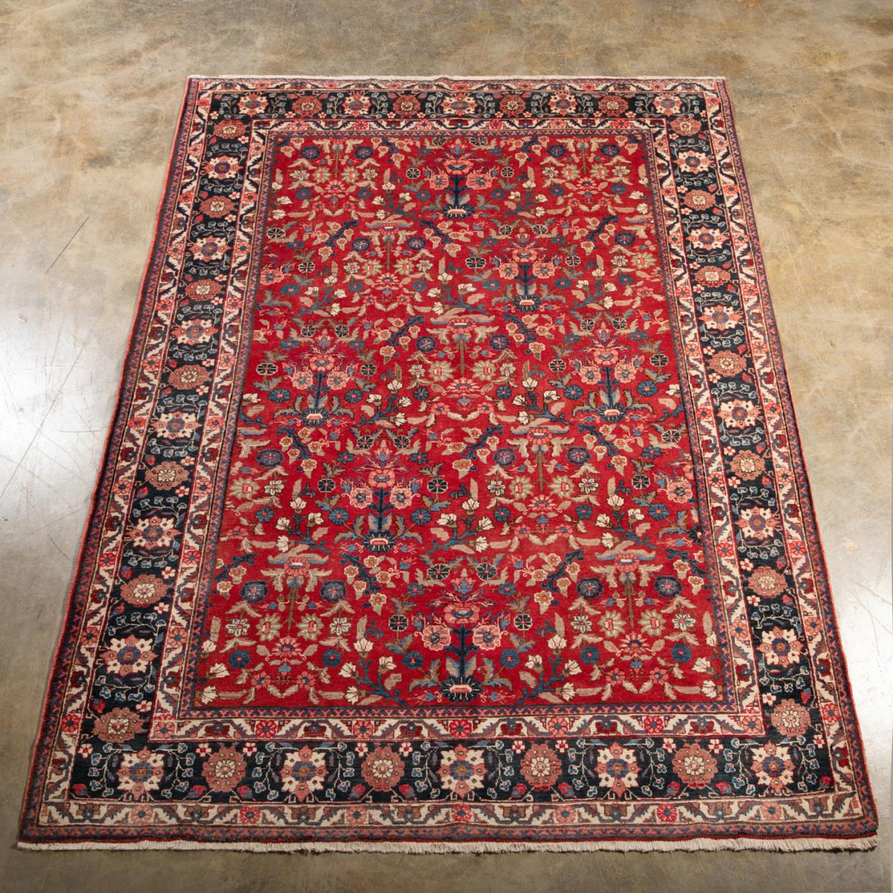 Appraisal: HAND KNOTTED WOOL PERSIAN HAMADAN RUG X Hand knotted wool