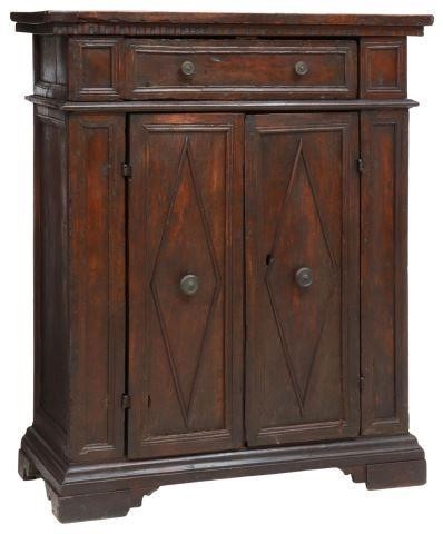 Appraisal: Italian Baroque period walnut cabinet th c top accented by