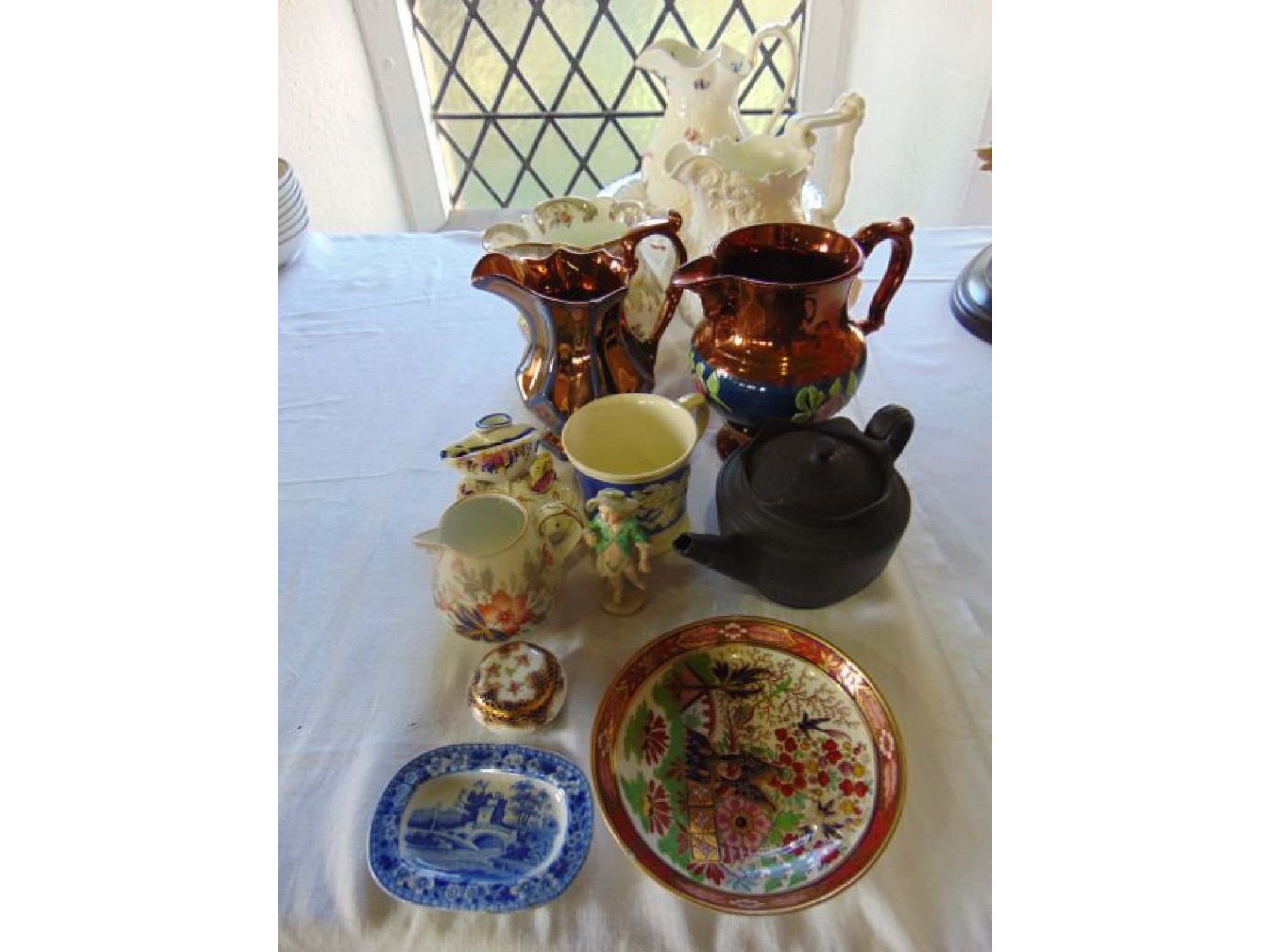 Appraisal: A Coalport jug and basin both with painted floral sprigs