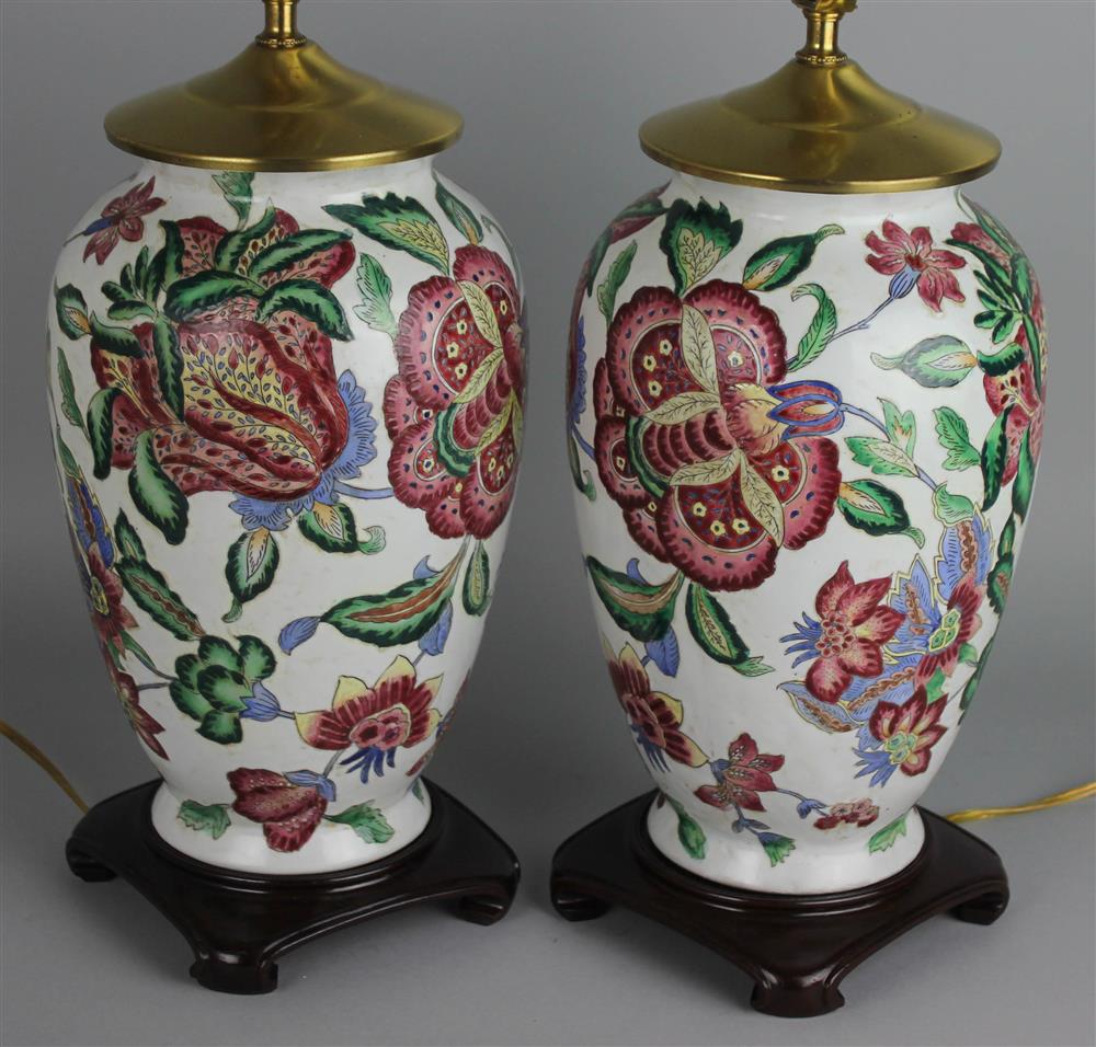 Appraisal: PAIR OF DECORATIVE PORCELAIN TABLE LAMPS ESTATE OF TOM CLANCY