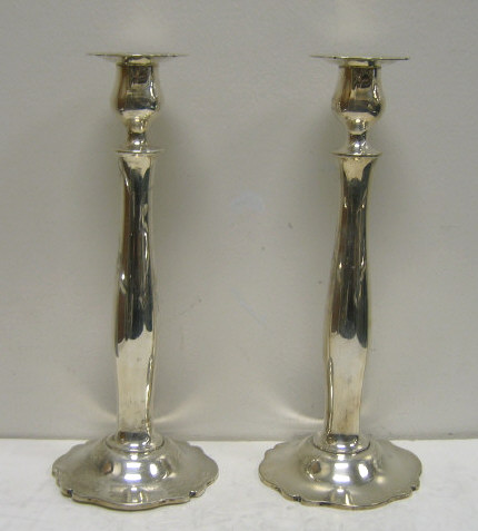 Appraisal: PAIR OF R WALLACE SONS SILVER CANDLESTICKS Each weighted baluster