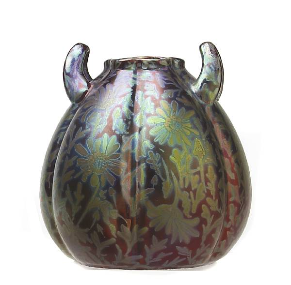 Appraisal: A Weller Sicard two-handled ovoid Marguerite vase early th century