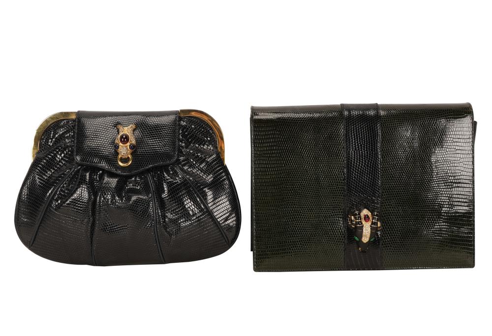 Appraisal: TWO MARTIN VAN SCHAKK BLACK LIZARD BAGSone with a snake