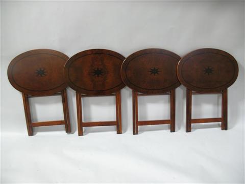 Appraisal: SET FOUR BOMBAY COMPANY FOLDING TABLES Each oval top with