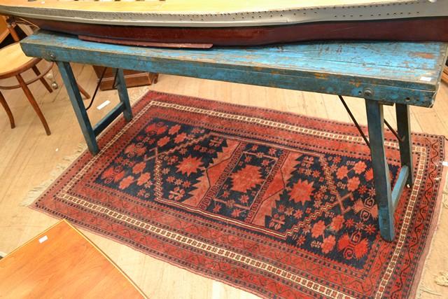 Appraisal: A RUSTIC HALL TABLE PAINTED VIVID BLUE