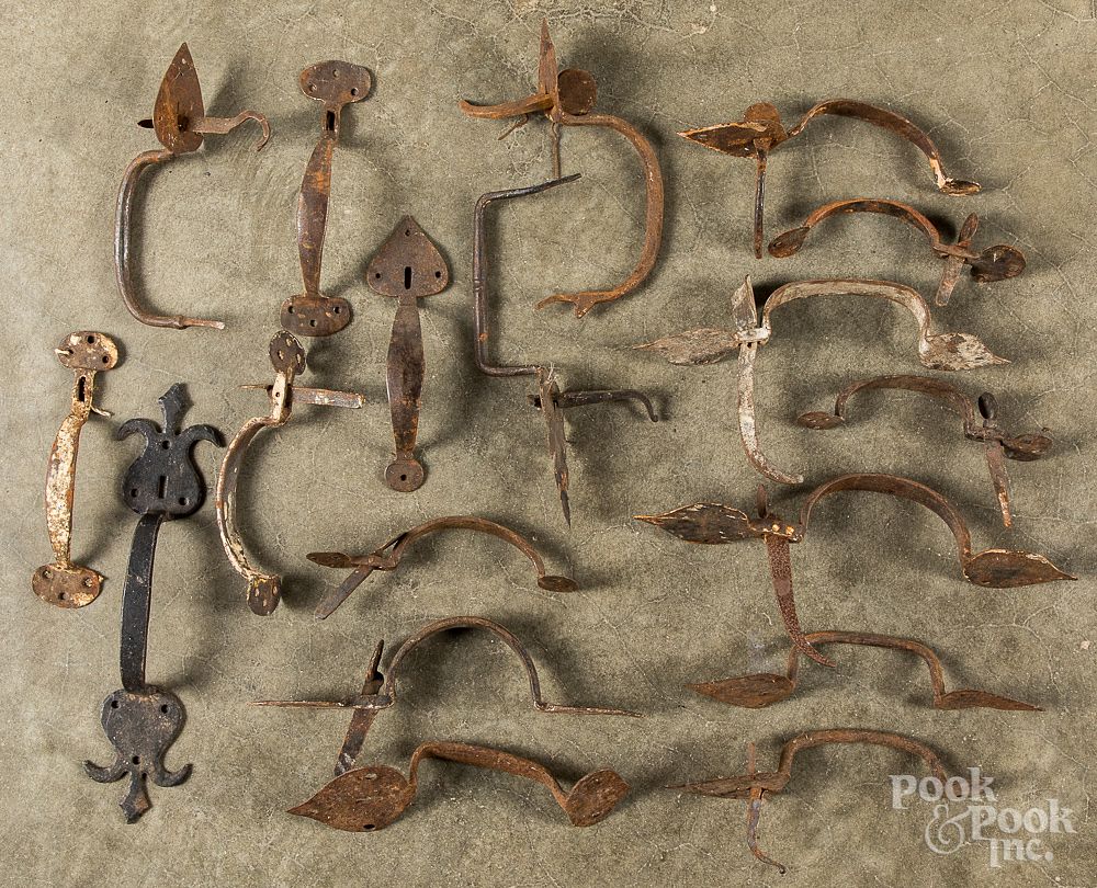 Appraisal: Collection of antique wrought iron thumb latches Collection of antique