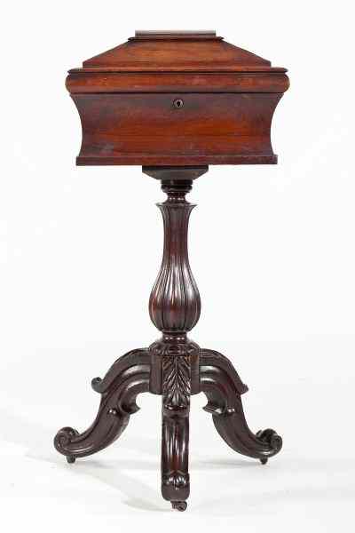 Appraisal: William IV Tea Poycirca rosewood and rosewood veneers sarcophagus form