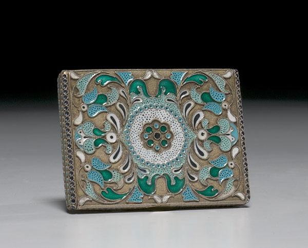 Appraisal: SILVER ENAMEL DECORATED CIGARETTE CASE late th century possibly Eastern