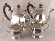 Appraisal: A four piece silver teaset of hexagonal baluster form Birmingham