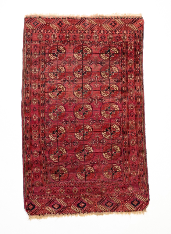 Appraisal: BOKHARA RUG First half th century Red ground Wear '