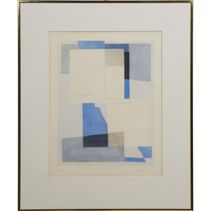 Appraisal: Dorance Velay French - Untitled Abstract th c aquatint on