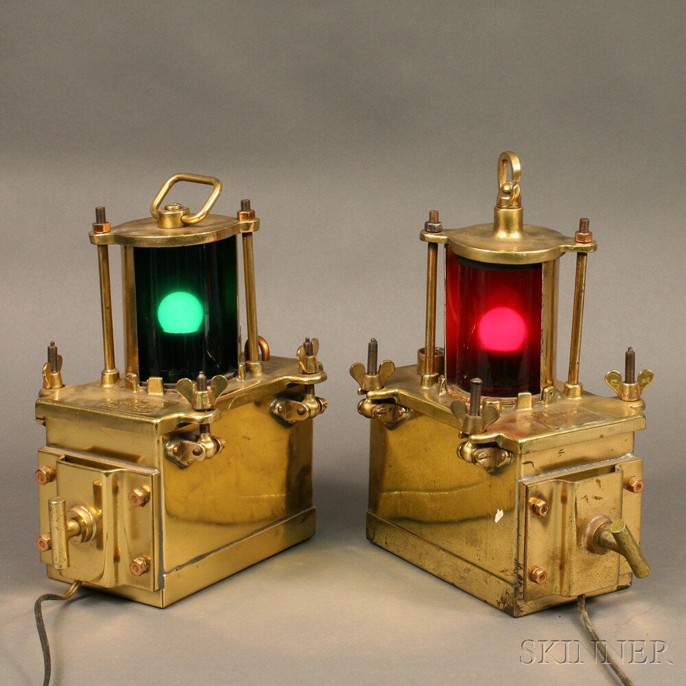 Appraisal: Pair of Brass Port and Starboard Ships Lights mid- th