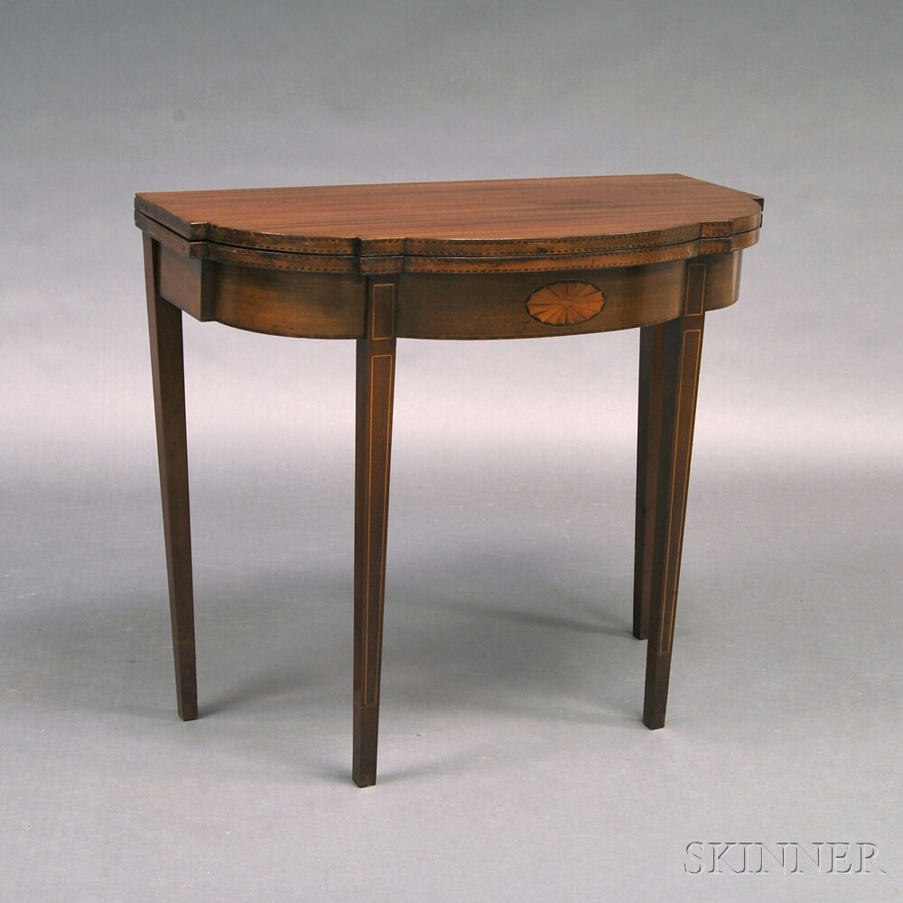 Appraisal: Federal-style Inlaid Mahogany Card Table the top with ovolo sides