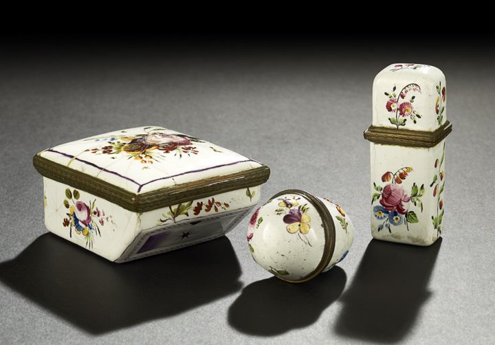 Appraisal: Three-Piece Group of Georgian South Staffordshire Enamels fourth quarter th