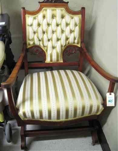 Appraisal: LATE VICTORIAN MAHOGANY PLATFORM ROCKER American c having a carved