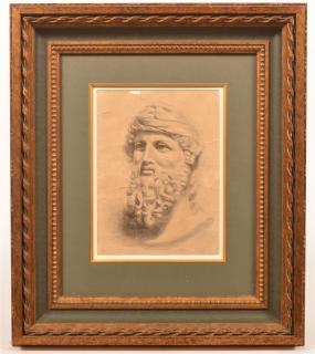 Appraisal: th Century Crayon Drawing of a Bearded Man Image size