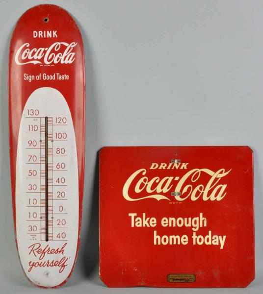 Appraisal: Coca-Cola Sign Thermometer Description s Some spider web rusting small