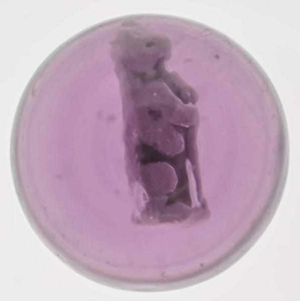 Appraisal: Amethyst Bear Holding Stump Sulphide Marble Description Medium amethyst glass