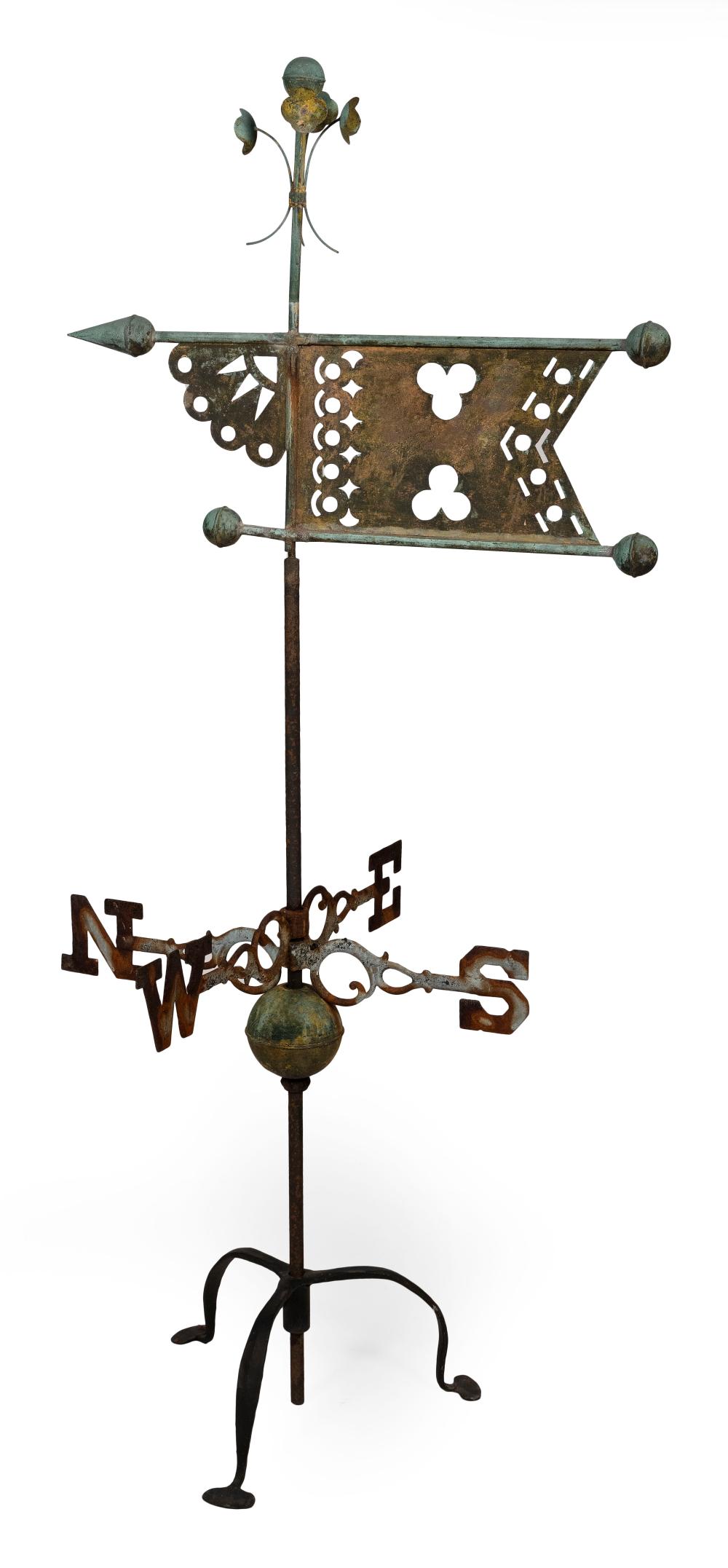 Appraisal: COPPER BANNERETTE WEATHER VANE TH CENTURY TOTAL HEIGHT BANNERETTE X