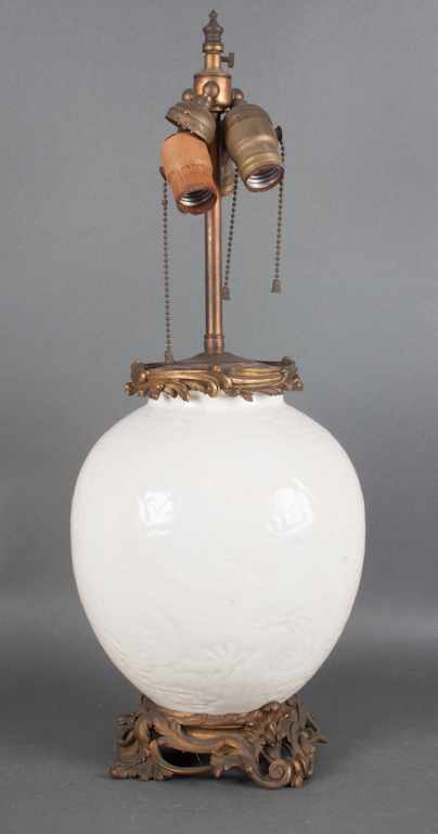 Appraisal: Chinese Blanc de Chine porcelain vase mounted as a lamp