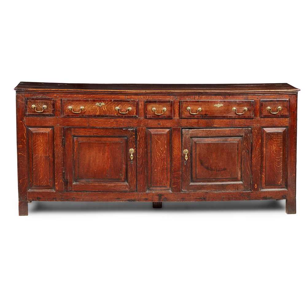 Appraisal: GEORGIAN OAK DRESSER BASE TH CENTURY with five short drawers