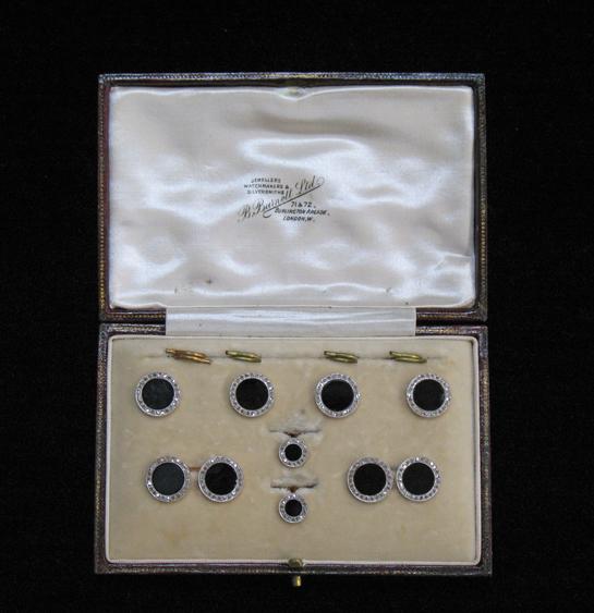 Appraisal: A CASED SET OF ART DECO CUFFLINKS AND DRESS STUDS