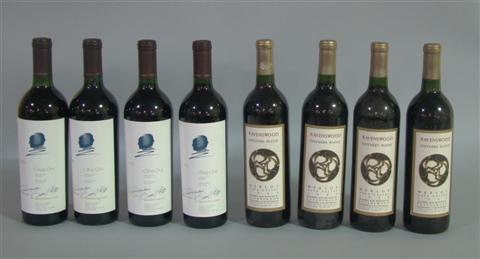 Appraisal: EIGHT BOTTLES OF WINE Includes four bottles of Opus One