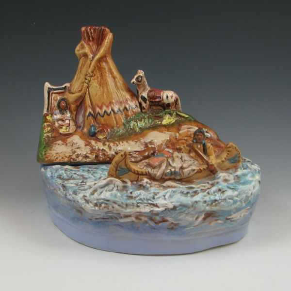 Appraisal: Rick Wisecarver cookie jar with a scene of Native American