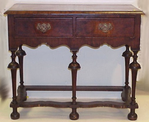 Appraisal: William Mary form dressing table walnut and walnut veneer pine