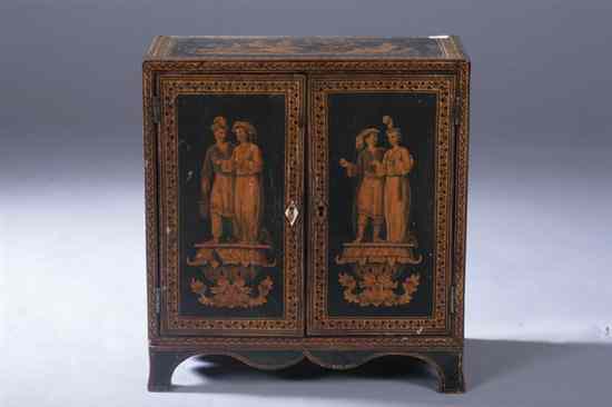 Appraisal: HEPPLEWHITE STYLE PAINT-DECORATED JEWELRY CHEST th century with ''losses'' Pair