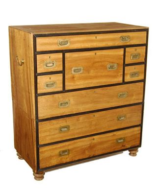 Appraisal: A th century Anglo-Indian camphorwood secretaire military chest in two