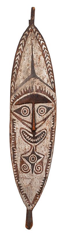 Appraisal: Papua New Guinea Gope Board th century carved leaf shaped