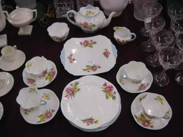 Appraisal: Shelley ''Begonia'' Bone China Luncheon Servicefor includes teapot creamer sugar