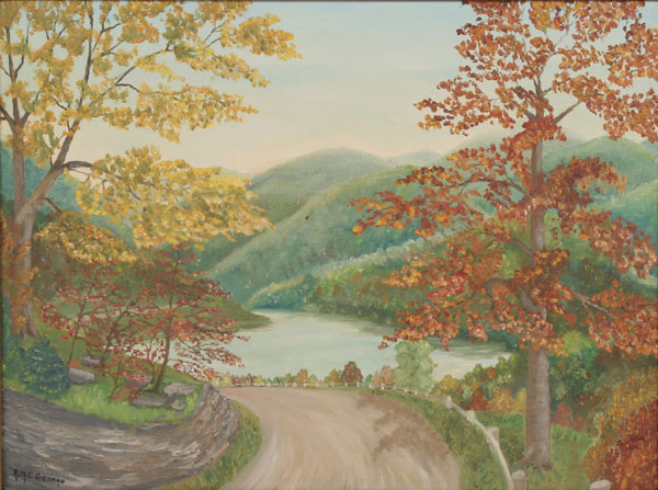 Appraisal: Ruth C George American th century fall landscape a winding