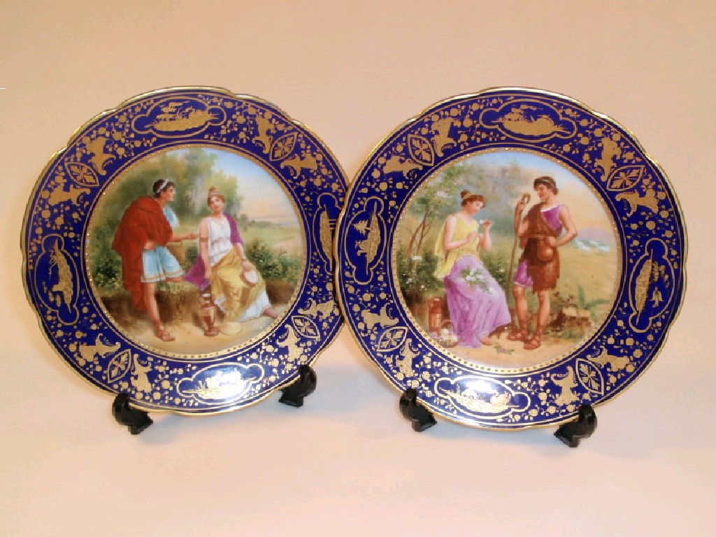 Appraisal: A pair of thC Vienna cabinet plates polychrome printed with