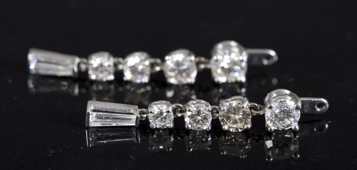 Appraisal: Dramatic Diamond Drop Earring Jackets composed of four graduated round