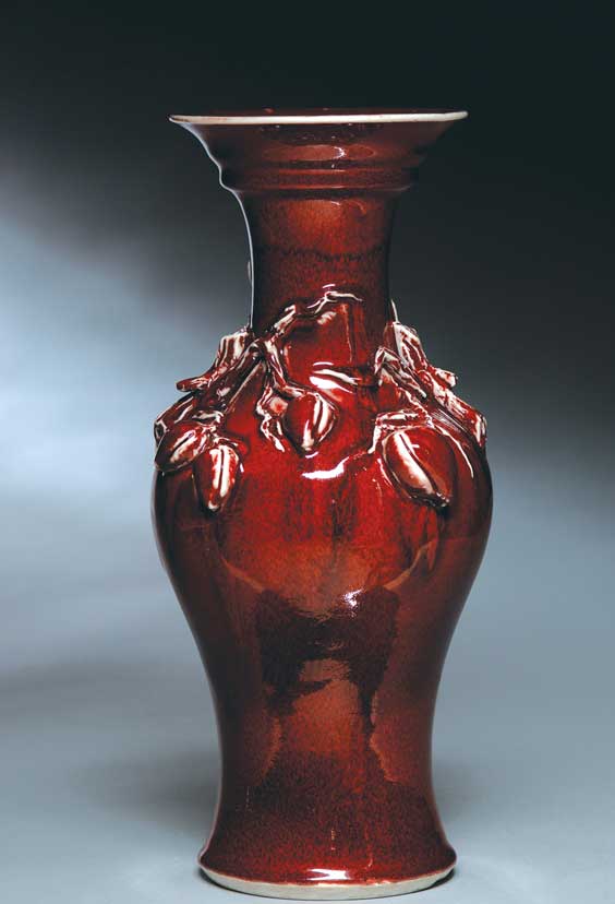 Appraisal: ANTIQUE OX BLOOD VASE Large and antique Chinese ox blood