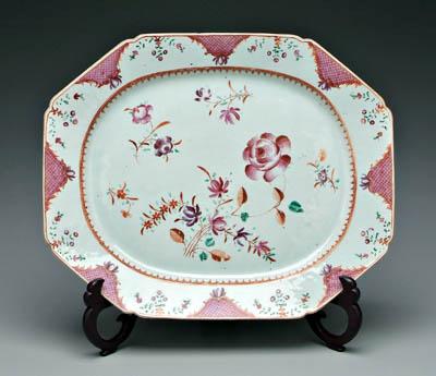 Appraisal: Chinese export porcelain platter octagonal famille rose floral sprays network