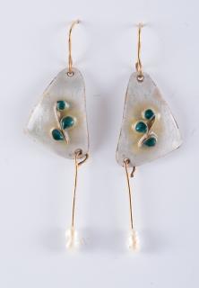 Appraisal: Enameled Drop Earrings Uniquely made and unmarked With dangle of