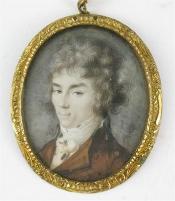 Appraisal: Circle of Richard Cosway Portrait of a gentleman wearing a