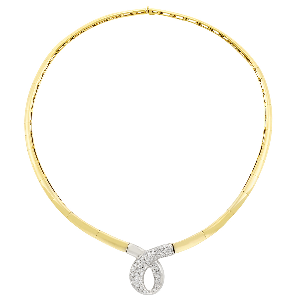 Appraisal: Two-Color Gold and Diamond Necklace kt yellow white gold round