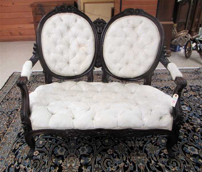 Appraisal: VICTORIAN DOUBLE MEDALLION-BACK SETTEE American c having a carved and