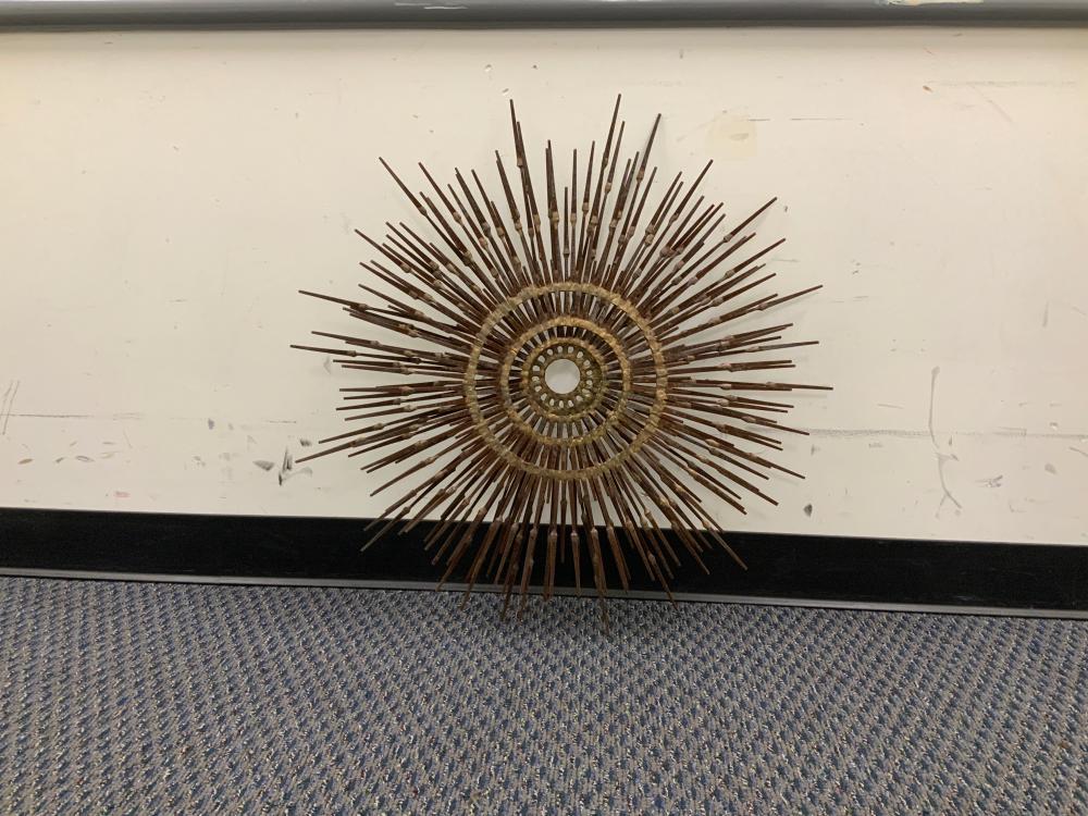 Appraisal: Brutalist Metal Sunburst Wall Hanging D in cm