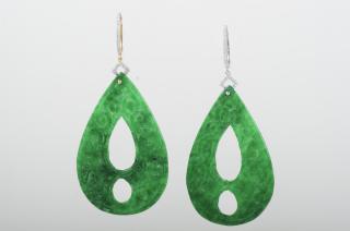 Appraisal: Diamond Large Jade Pear Shape Earrings Diamond large jade pear