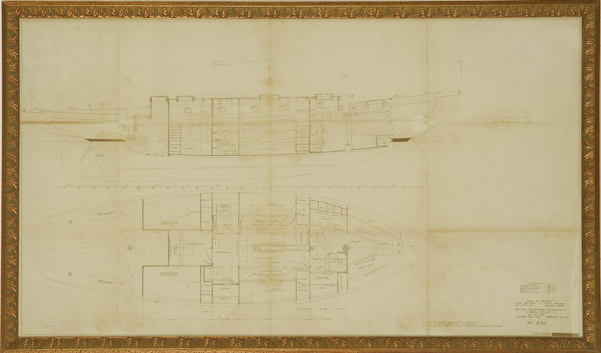 Appraisal: FRAMED ORIGINAL CABIN PLAN FOR A CRUISING KETCH Dated December