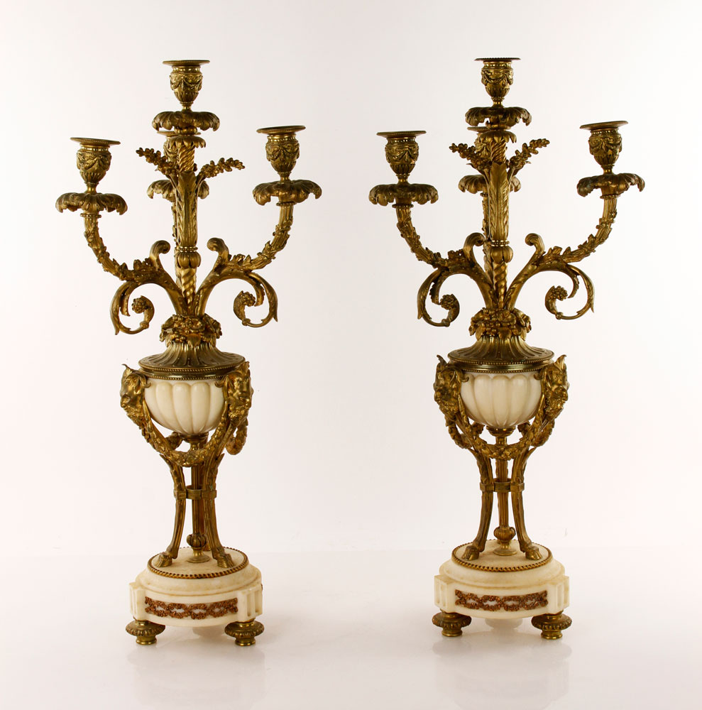 Appraisal: - Pr th C Candelabra Pair of th century four