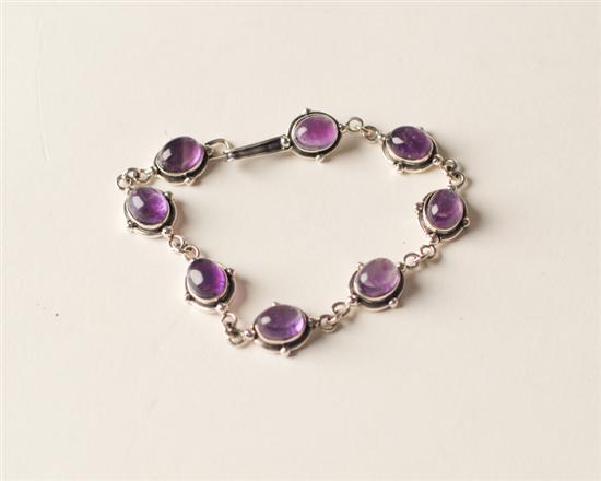 Appraisal: A Sterling and Amethyst Bracelet having eight links set with