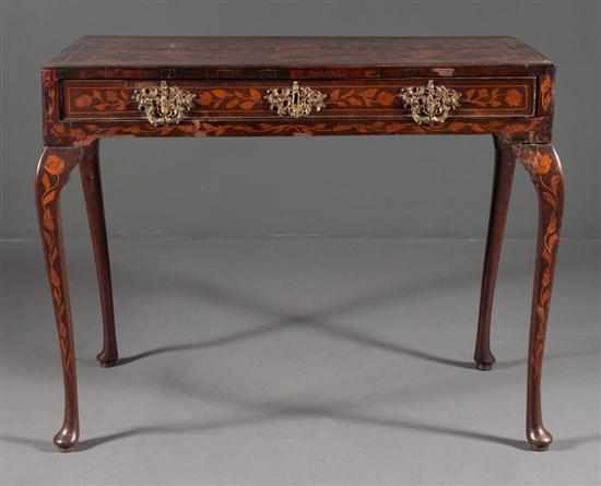 Appraisal: Dutch marquetry inlaid mahogany writing table th century with single