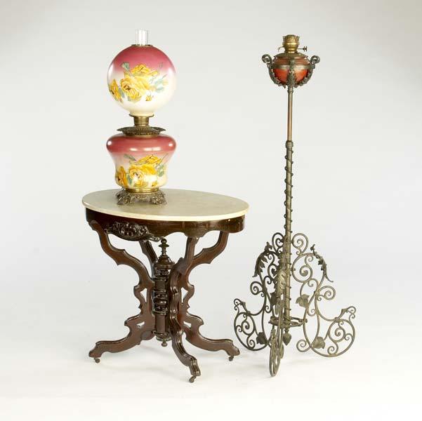 Appraisal: RENAISSANCE REVIVAL Victorian marble top table together with a wrought